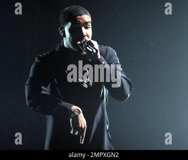 Canadian Rap artist Drake performs live on Valentine's Day on opening night of 'Club Paradise' Tour at Bank United Center. Miami, FL. 14th February 2012. Stock Photo