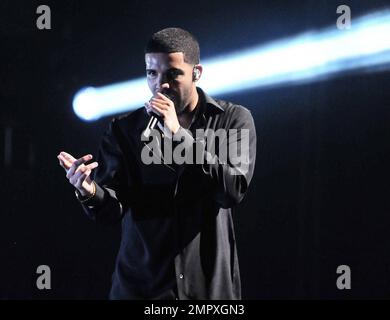 Canadian Rap artist Drake performs live on Valentine's Day on opening night of 'Club Paradise' Tour at Bank United Center. Miami, FL. 14th February 2012. Stock Photo