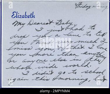 A rare and extensive archive of Elizabeth Taylor's love letters have sold for $47,652 at Vintage Hollywood Auction by New Hampshire based RR Auction. Written during 1949 at age 17, to fiancŽ William Pawley Jr., son of a wealthy businessman, they encompass Taylor's first engagment. Written April 30, 1949. Miami, FL. 05/22/11. Stock Photo