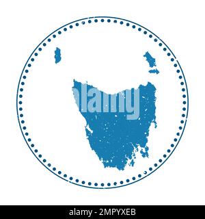 Tasmania sticker. Travel rubber stamp with map of island, vector illustration. Can be used as insignia, logotype, label, sticker or badge of the Tasma Stock Vector
