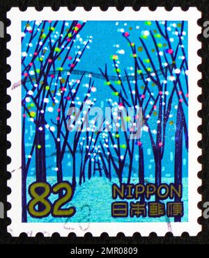 MOSCOW, RUSSIA - DECEMBER 25, 2022: Postage stamp printed in Japan shows Avenue in Winter, Greetings: Winter 2016 serie, circa 2016 Stock Photo