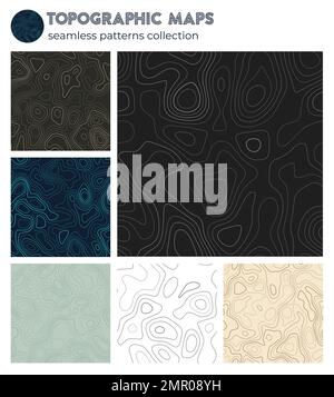 Topographic maps. Amazing isoline patterns, seamless design. Powerful tileable background. Vector illustration. Stock Vector