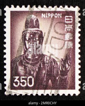 MOSCOW, RUSSIA - DECEMBER 25, 2022: Postage stamp printed in Japan shows Sho-Kannon (Yakushi Temple, Nara), serie, circa 1976 Stock Photo