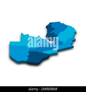 Zambia political map of administrative divisions Stock Vector