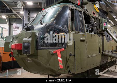 Yeovilton.Somerset.United Kingdom.October 23rd 2022.A Westland Sea King HC.4 ZA298 is on display at the Fleet Air Arm Museum in Somerset Stock Photo