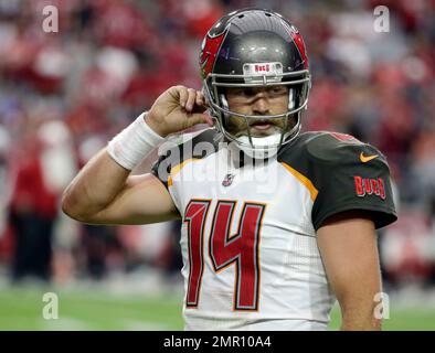 FILE - In this Oct. 15, 2017, file photo, Tampa Bay Buccaneers quarterback  Ryan Fitzpatrick watches during an NFL football game against the Arizona  Cardinals in Glendale, Ariz. Fitzpatrick says facing the