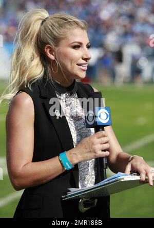 November 10, 2019: CBS sideline reporter Melanie Collins during NFL  football game action between the Miami Dolphins and the Indianapolis Colts  at Lucas Oil Stadium in Indianapolis, Indiana. Miami defeated Indianapolis  16-12.