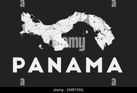 Panama - communication network map of country. Panama trendy geometric design on dark background. Stock Vector