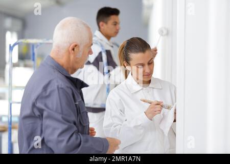 portrait of student learning to paint Stock Photo