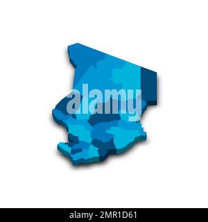Chad political map of administrative divisions Stock Vector