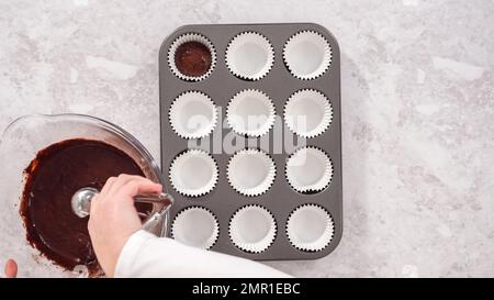 Unicorn rainbow chocolate cupcake Stock Photo