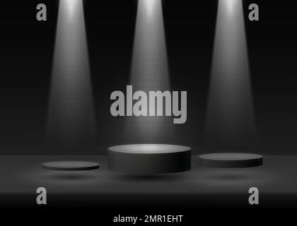 Pedestal podium realistic vector illustration. Minimal mockup background for product presentation. Stock Vector