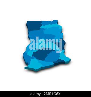 Ghana political map of administrative divisions Stock Vector