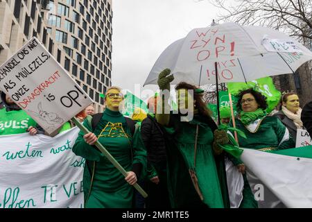 Belgium / Brussels, - 31/1/2023  - Nicolas Landemard / Le Pictorium -  Demonstration of the non-profit sector in Brussels -  31/1/2023  -  Belgium / Brussels / Brussels  -  Around 18,000 people from the non-profit sector were demonstrating in the Belgian capital today. At the time of writing, no incidents were reported. Stock Photo