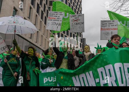 Belgium / Brussels, - 31/1/2023  - Nicolas Landemard / Le Pictorium -  Demonstration of the non-profit sector in Brussels -  31/1/2023  -  Belgium / Brussels / Brussels  -  Around 18,000 people from the non-profit sector were demonstrating in the Belgian capital today. At the time of writing, no incidents were reported. Stock Photo