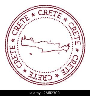 Crete badge. Map of the island with beautiful geometric waves and ...