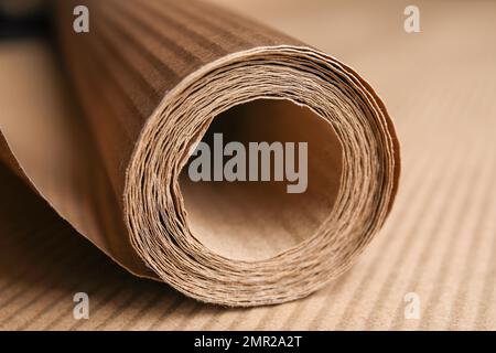 Kraft wrapping packing paper roll isolated on white Stock Photo - Alamy