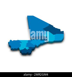 Mali political map of administrative divisions Stock Vector