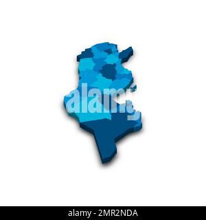 Tunisia political map of administrative divisions Stock Vector