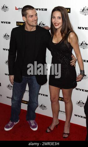 Crosby Loggins and Chloe Rose Lattanzi, Olivia Newton-John's daughter, pose for photographers at 'G'Day USA 2011' Black Tie Gala held at Hollywood Palladium, celebrating Australia Week and 'promoting all things Australian, across the United States including business, innovation, film, music, culture and the environment'. Los Angeles, CA. 01/22/11. Stock Photo