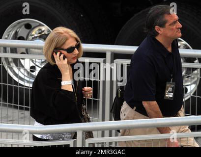 Lady Gaga's parents Cynthia and Joseph Germanotta arrive at Lady Gaga's concert at the American Airlines Arena in Miami, FL. 4/13/11. Stock Photo