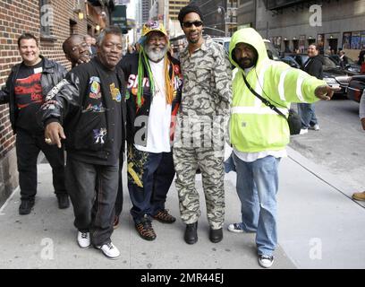 George Clinton and His Gangsters of Love arrive at the 'Late Show with David Letterman' studios in New York, NY. 10/27/08. Stock Photo