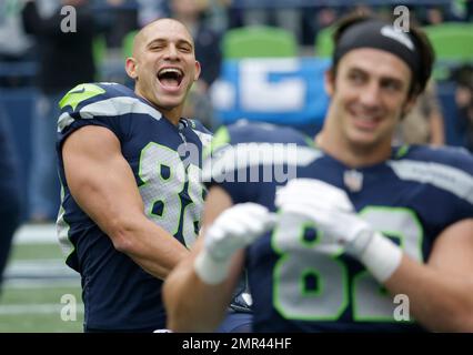 Seattle Seahawks Tight end Jimmy Graham #88 celebrates with