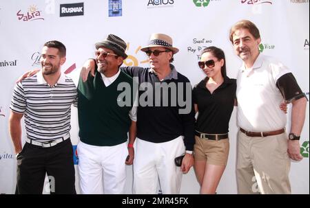 Jesse Metcalfe, George Lopez, Andy Garcia, Aimee Garcia and Joe Mantegnaattends the 7th annual George Lopez Celebrity Golf Classic presented by Sabra Salsa held at the Lakeside Golf Club. Toluca Lake, CA. 5th May 2014. Stock Photo