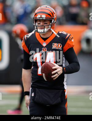 September 09, 2018: Cincinnati Bengals quarterback Andy Dalton (14) during  NFL football game action between the Cincinnati Bengals and the  Indianapolis Colts at Lucas Oil Stadium in Indianapolis, Indiana.  Cincinnati defeated Indianapolis