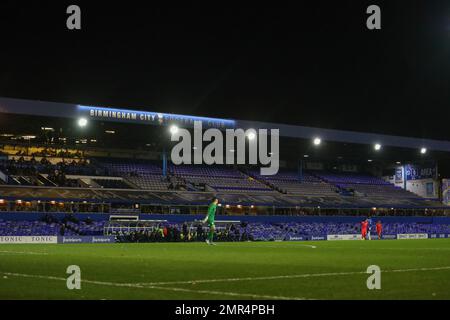 Birmingham, UK. 31st Jan, 2023. A general view of an empty Garrison Lane Stand during the Emirates FA Cup Fourth Round Replay match Birmingham City vs Blackburn Rovers at St Andrews, Birmingham, United Kingdom, 31st January 2023 (Photo by Gareth Evans/News Images) in Birmingham, United Kingdom on 1/31/2023. (Photo by Gareth Evans/News Images/Sipa USA) Credit: Sipa USA/Alamy Live News Stock Photo
