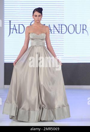 Beirut based Jad Ghandour and luxury house Danasha Luxury premiere a $1.5 million ultimate red-carpet gown featuring fine Belgium diamonds handset in 18 carat gold on day three of the12th Annual Miami International Fashion Week in Miami, FL.  03/20/10.   . Stock Photo