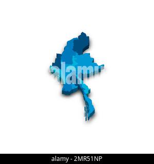 Myanmar political map of administrative divisions Stock Vector