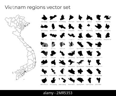 Vietnam map with shapes of regions. Blank vector map of the Country with regions. Borders of the country for your infographic. Vector illustration. Stock Vector