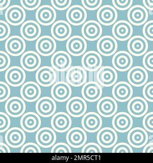 Abstract background seamless mosaic of concentric circles in diagonal arrangement on navy blue background. Retro design vector wallpaper Stock Vector