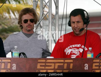 'Grown Ups' cast Adam Sandler, Chris Rock, David Spade, Kevin James and Rob Schneider are interviewed on ESPN Radio in Miami Beach, FL. 2/5/10. Stock Photo