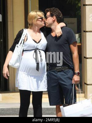 Ioan Gruffudd and his pregnant wife Alice Evans spend the day shopping and kissing in Beverly Hills, Ca. 8/10/09 Stock Photo