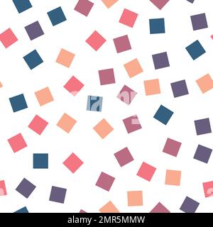 Seamless abstract geometric pattern of squares in random order. Funny, happy and children theme. Simple flat vector illustration Stock Vector