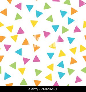Seamless abstract geometric pattern of triangles in random order. Funny, happy and children theme. Simple flat vector illustration Stock Vector