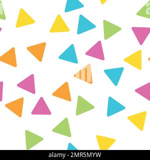 Seamless abstract geometric pattern of triangles in random order. Funny, happy and children theme. Simple flat vector illustration Stock Vector