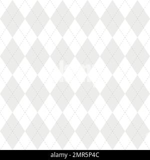 Light grey argyle seamless pattern background.Diamond shapes with dashed lines. Simple flat vector illustration Stock Vector