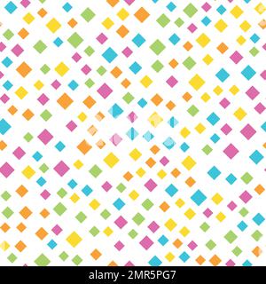 Seamless abstract geometric pattern of squares in random order. Funny, happy and children theme. Simple flat vector illustration Stock Vector