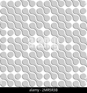 Abstract background of grey connected dots in diagonal arrangement on white background. Seamless pattern vector illustration Stock Vector