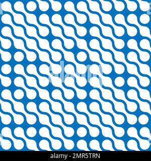 Abstract background of white connected dots in diagonal arrangement on blue background. Seamless pattern vector illustration Stock Vector