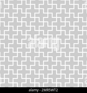 Abstract seamless pattern background. Mosaic of grey geometric crosses with white outline. Vector illustration Stock Vector