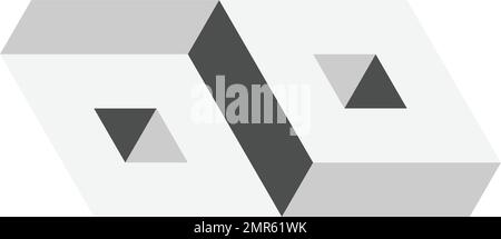 3D impossible object. Geometric 3D block. Optical illusion. Vector illustration. Stock Vector