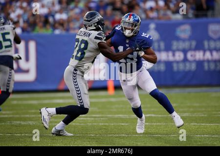 Kansas City Chiefs Steve Nelson watches New York Giants Travis Rudolph Jr.  catch a pass in the first quarter in week 11 of the NFL at MetLife Stadium  in East Rutherford, New