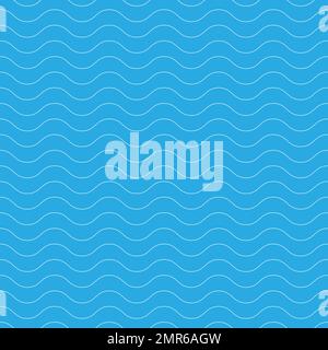 Seamless wavy pattern. White thin lines on blue background. Nautical, naval and water theme. Vector illustration Stock Vector