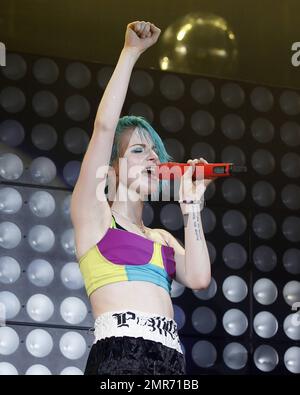 Hayley Williams of ‘Paramore’ hits the stage of the Cruzan Amphitheatre for a live performance in West Palm Beach, FL. July 25, 2014. Stock Photo