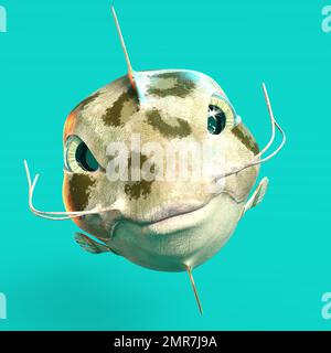 3d-illustration of an isolated colorful alien fantasy fish creature Stock Photo