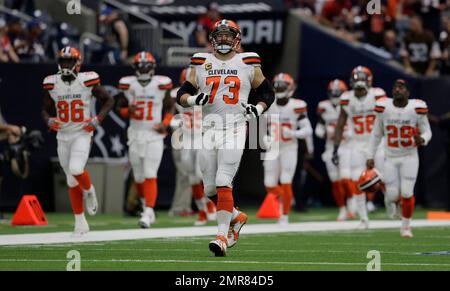 Cleveland Browns center JC Tretter is shown with a We Salute our Military  sticker on the back of his helmet before an NFL football game against the  Philadelphia Eagles, Sunday, Nov. 22